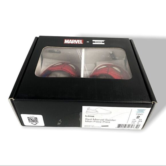 Toms x Marvel Spiderman Face Print Tiny Lima Toddlers Slip On size 2T - Picture 3 of 6